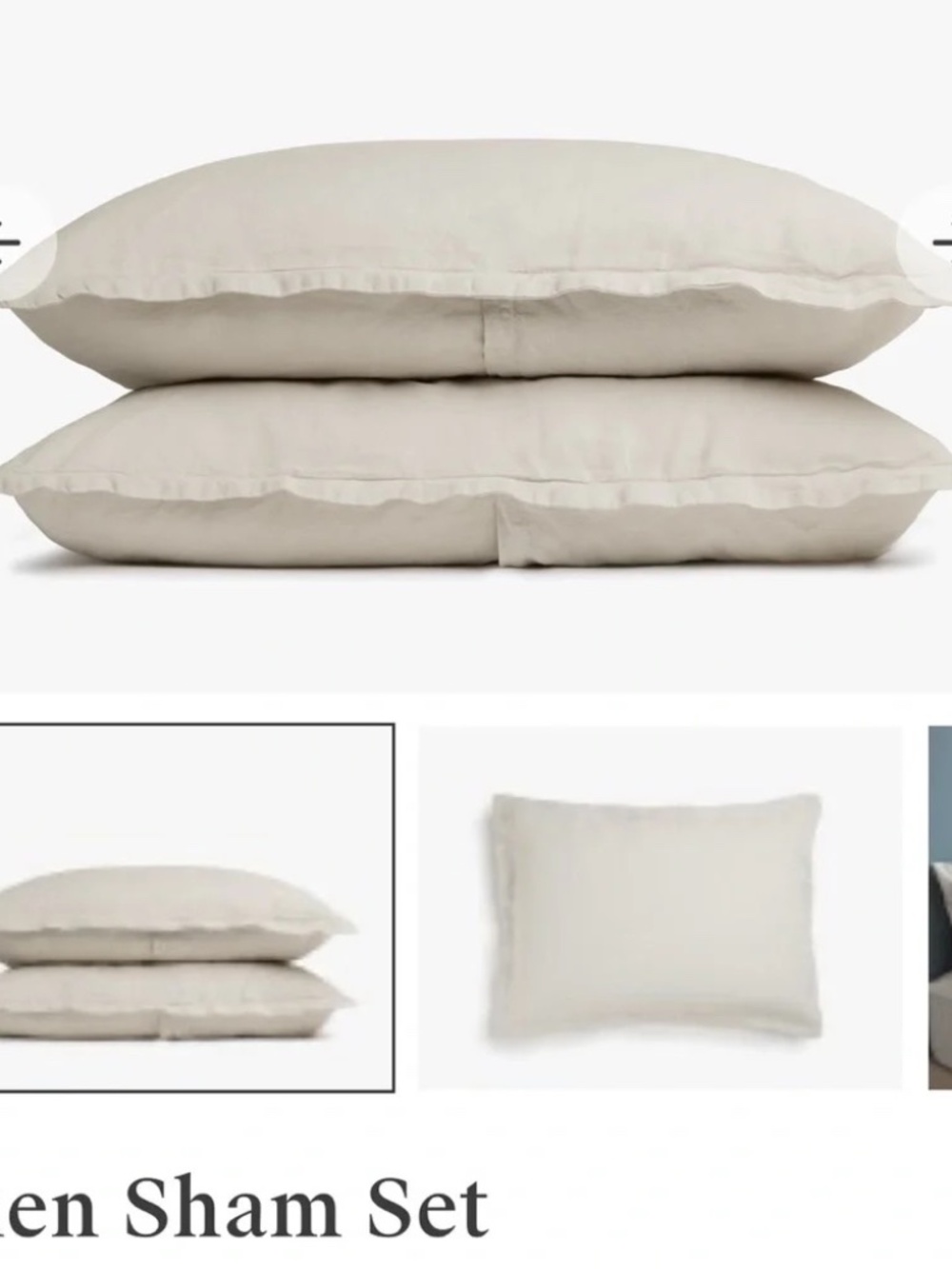 NWT Parachute 100% Linen King Sham Set Bone Tan